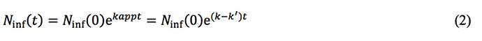 N_inf (t)=N_inf (0) e^kappt=N_inf (0) e^((k-k^')t)   (2)